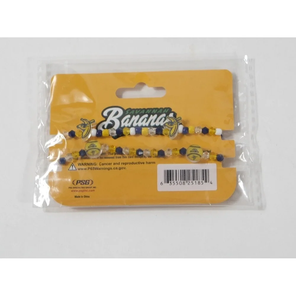 Savannah Bananas Bracelet Unisex OS Yellow I Heart Bananas Banana Ball 2PK New